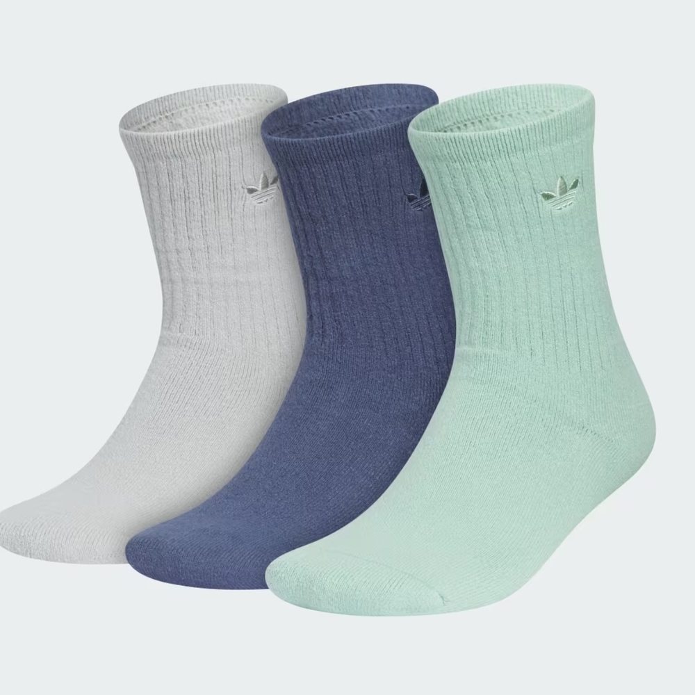 Adidas Men's Crew Socks - White, Blue, and Green